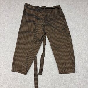 Oska | Striped Cropped Tie Belt Pants | 2 | Brown | Wide‎ Leg Abstract Art 0368
